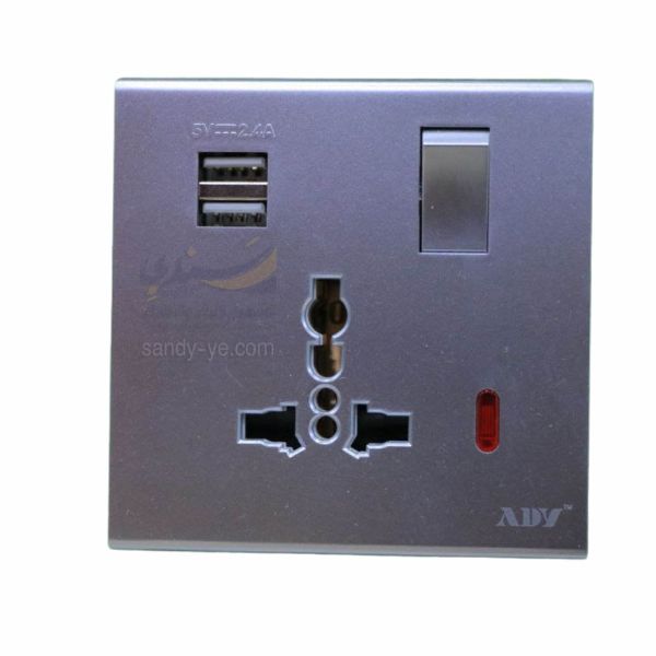 بلاكات 15 امبير اشارة مشترك مع 2 يو اس بي طيف ذهبي ADY SB-DC12-36V